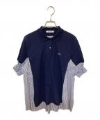 LACOSTE×sacaiラコステ×サカイ）の古着「ストライプシャツドッキングポロシャツ」｜ネイビー