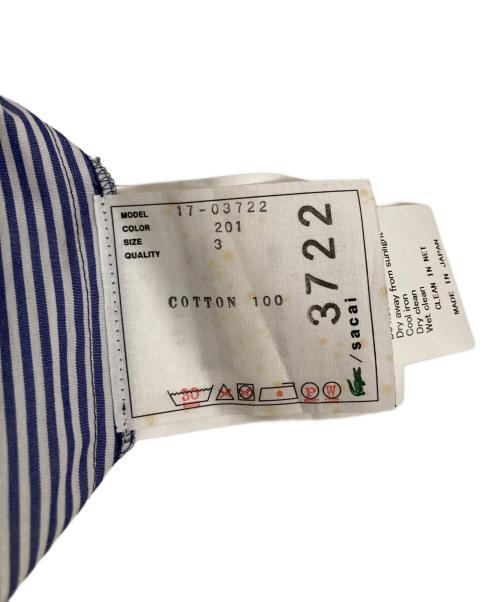 LACOSTE（ラコステ）LACOSTE (ラコステ) sacai (サカイ) ストライプシャツドッキングポロシャツ ネイビー サイズ:40の古着・服飾アイテム