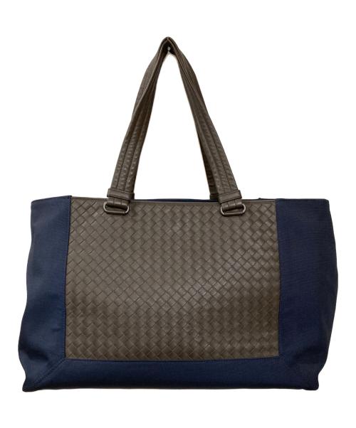 BOTTEGA VENETA（ボッテガベネタ）BOTTEGA VENETA (ボッテガベネタ) ボルサハイテックイントレチャートトートバッグ ネイビーの古着・服飾アイテム
