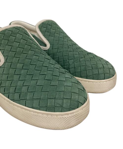 BOTTEGA VENETA（ボッテガベネタ）BOTTEGA VENETA (ボッテガベネタ) イントレチャートスリッポン グリーン サイズ:40の古着・服飾アイテム
