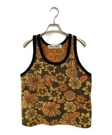 INSCRIRE（アンスクリア）の古着「パイル地フラワータンクトップ」｜オレンジ