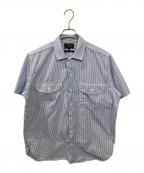 BEAMS PLUSビームスプラス）の古着「WORK Short Sleeve Stripe COOLMAX」｜スカイブルー