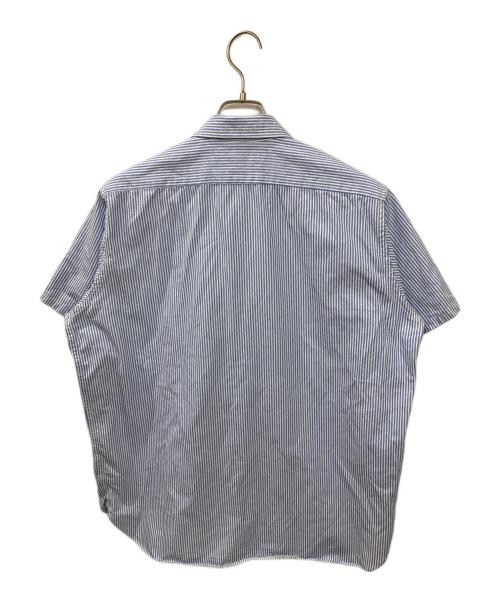 BEAMS PLUS（ビームスプラス）BEAMS PLUS (ビームスプラス) WORK Short Sleeve Stripe COOLMAX スカイブルー サイズ:Mの古着・服飾アイテム