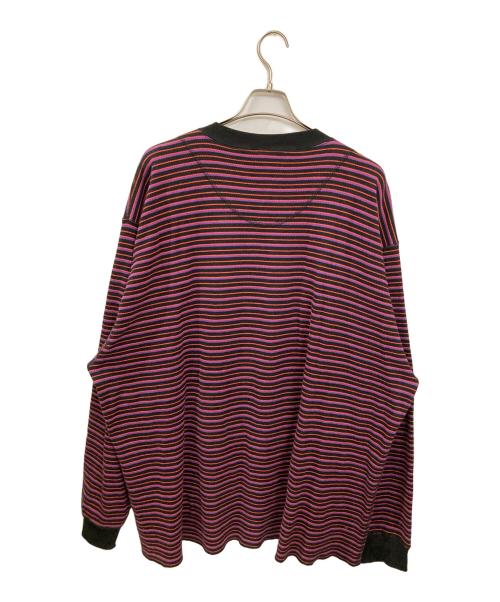 DAIRIKU（ダイリク）DAIRIKU (ダイリク) couple border embroidery tee パープル×ブラック サイズ:85×20の古着・服飾アイテム