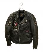 Schottショット）の古着「スカルスタッズ キルテッドパッドライダース」｜ブラック