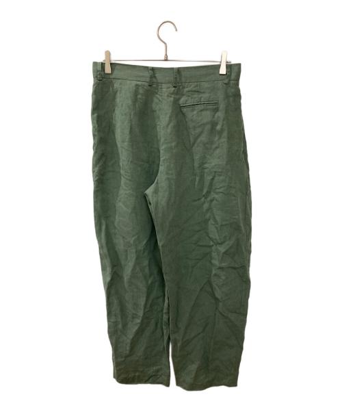 CristaSeya（クリスタセヤ）Cristaseya (クリスタセヤ) LINEN DOUBLE PLEATED WIDE PANTS グリーン サイズ:Lの古着・服飾アイテム