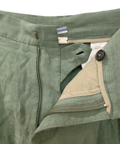 CristaSeya（クリスタセヤ）Cristaseya (クリスタセヤ) LINEN DOUBLE PLEATED WIDE PANTS グリーン サイズ:Lの古着・服飾アイテム