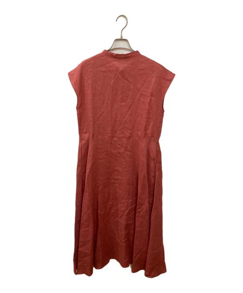 7-id concept（セブンアイディーコンセプト）7-ID concept (セブンアイディーコンセプト) リネンフレンチスリーブワンピース レッド サイズ:FREEの古着・服飾アイテム