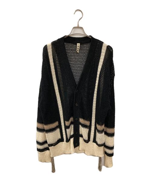 kooi（コーイ）kooi (コーイ) 和紙 LINE MESH CARDIGAN ブラック サイズ:2の古着・服飾アイテム