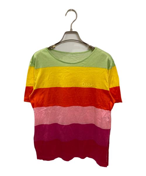 Christian Dior Sports（クリスチャン ディオールスポーツ）Christian Dior Sports (クリスチャン ディオールスポーツ) 90S 刺繍ロゴマルチボーダーカットソー マルチカラー サイズ:Mの古着・服飾アイテム