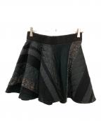 chalayanチャラヤン）の古着「異素材パッチワークデザインスカート」｜ブラック