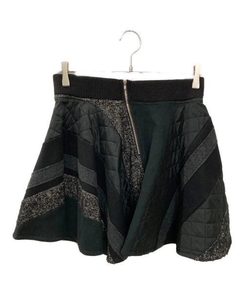 chalayan（チャラヤン）chalayan (チャラヤン) 異素材パッチワークデザインスカート ブラック サイズ:Sの古着・服飾アイテム