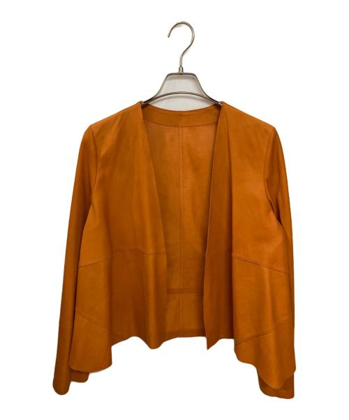 BALMAIN（バルマン）BALMAIN (バルマン) ゴートレザーノーカラージャケット オレンジ サイズ:Mの古着・服飾アイテム