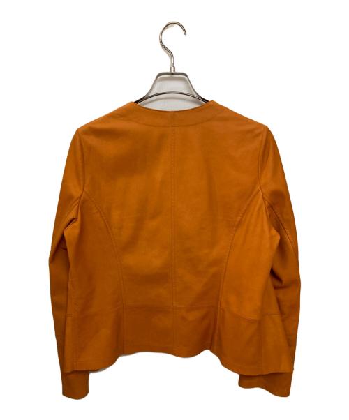 BALMAIN（バルマン）BALMAIN (バルマン) ゴートレザーノーカラージャケット オレンジ サイズ:Mの古着・服飾アイテム
