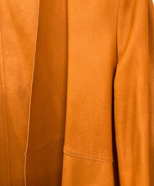 BALMAIN（バルマン）BALMAIN (バルマン) ゴートレザーノーカラージャケット オレンジ サイズ:Mの古着・服飾アイテム