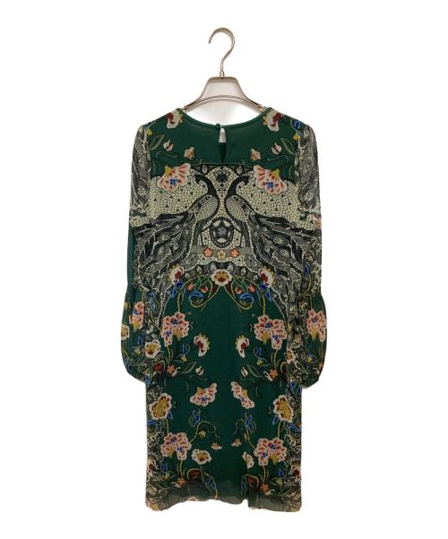 VIVIENNE TAM（ヴィヴィアンタム）VIVIENNE TAM (ヴィヴィアンタム) プリント総柄パワーネットワンピース グリーン サイズ:42の古着・服飾アイテム