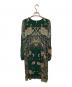VIVIENNE TAM（ヴィヴィアンタム）の古着「プリント総柄パワーネットワンピース」｜グリーン