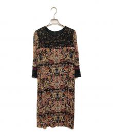 VIVIENNE TAM（ヴィヴィアンタム）の古着「プリント総柄パワーネットワンピース」｜ブラック