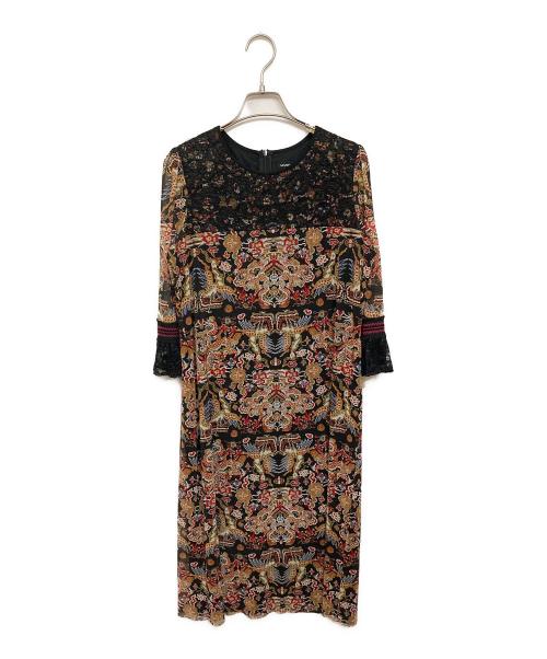 VIVIENNE TAM（ヴィヴィアンタム）VIVIENNE TAM (ヴィヴィアンタム) プリント総柄パワーネットワンピース ブラック サイズ:42の古着・服飾アイテム