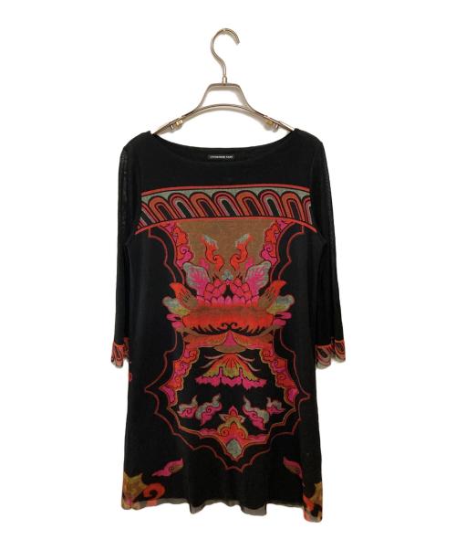 VIVIENNE TAM（ヴィヴィアンタム）VIVIENNE TAM (ヴィヴィアンタム) プリント総柄パワーネットワンピース ブラック サイズ:1の古着・服飾アイテム