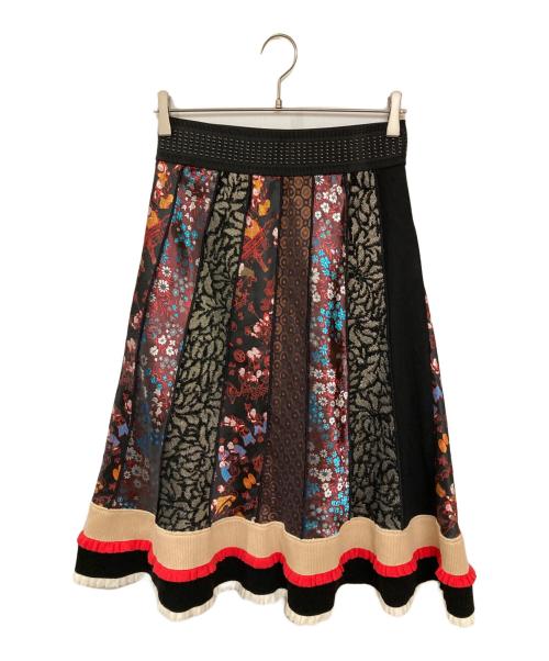 VIVIENNE TAM（ヴィヴィアンタム）VIVIENNE TAM (ヴィヴィアンタム) 異素材ジャガードスカート ブラック サイズ:40の古着・服飾アイテム