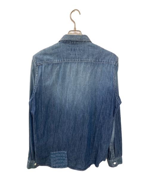 FDMTL（ファンダメンタル）FDMTL (ファンダメンタル) 刺し子パッチワークデニムシャツ インディゴ サイズ:4の古着・服飾アイテム