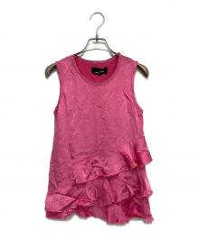 tricot COMME des GARCONS（トリココムデギャルソン）の古着「サテンフリルノースリーブブラウス」｜ピンク