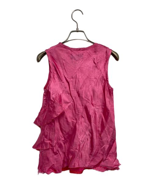 tricot COMME des GARCONS（トリココムデギャルソン）tricot COMME des GARCONS (トリココムデギャルソン) サテンフリルノースリーブブラウス ピンク サイズ:Sの古着・服飾アイテム