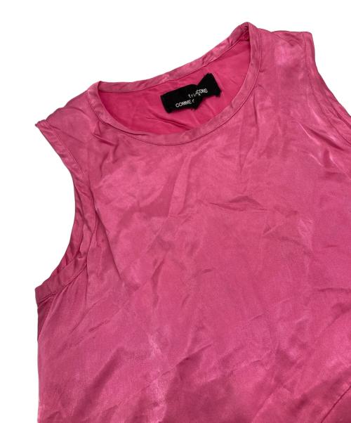 tricot COMME des GARCONS（トリココムデギャルソン）tricot COMME des GARCONS (トリココムデギャルソン) サテンフリルノースリーブブラウス ピンク サイズ:Sの古着・服飾アイテム