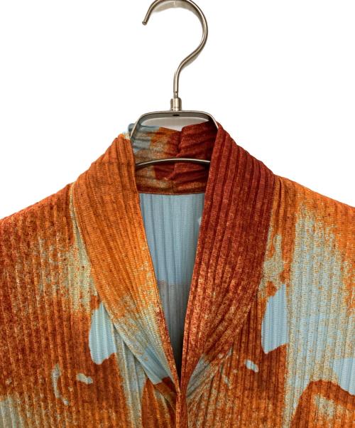 HOMME PLISSE ISSEY MIYAKE（オム プリッセ イッセイ ミヤケ）HOMME PLISSE ISSEY MIYAKE (オム プリッセ イッセイ ミヤケ) WIND WALK ロングベスト オレンジ×ブルー サイズ:1の古着・服飾アイテム