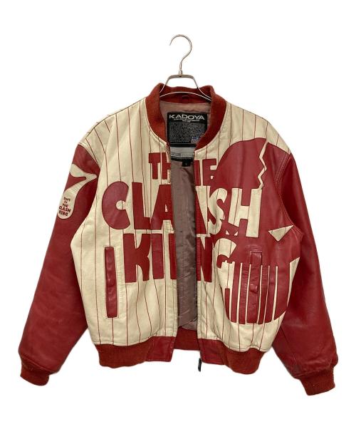 KADOYA（カドヤ）KADOYA (カドヤ) 古着レザーブルゾン レッド×ベージュ サイズ:Lの古着・服飾アイテム