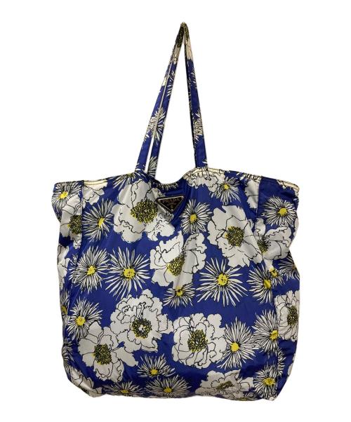 PRADA（プラダ）PRADA (プラダ) フラワーナイロントートバッグ ブルーの古着・服飾アイテム