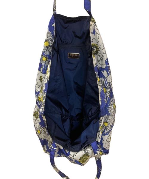 PRADA（プラダ）PRADA (プラダ) フラワーナイロントートバッグ ブルーの古着・服飾アイテム