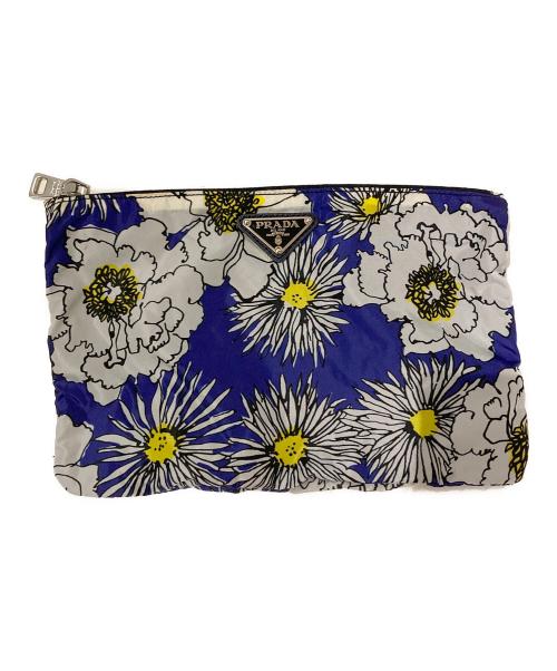PRADA（プラダ）PRADA (プラダ) フラワーナイロントートバッグ ブルーの古着・服飾アイテム