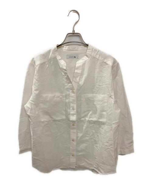 LACOSTE（ラコステ）LACOSTE (ラコステ) リネンコットンスキッパーネックシャツ ホワイト サイズ:36の古着・服飾アイテム