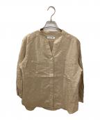LACOSTEラコステ）の古着「リネンコットンスキッパーネックシャツ」｜ベージュ