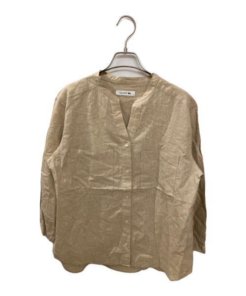 LACOSTE（ラコステ）LACOSTE (ラコステ) リネンコットンスキッパーネックシャツ ベージュ サイズ:36の古着・服飾アイテム