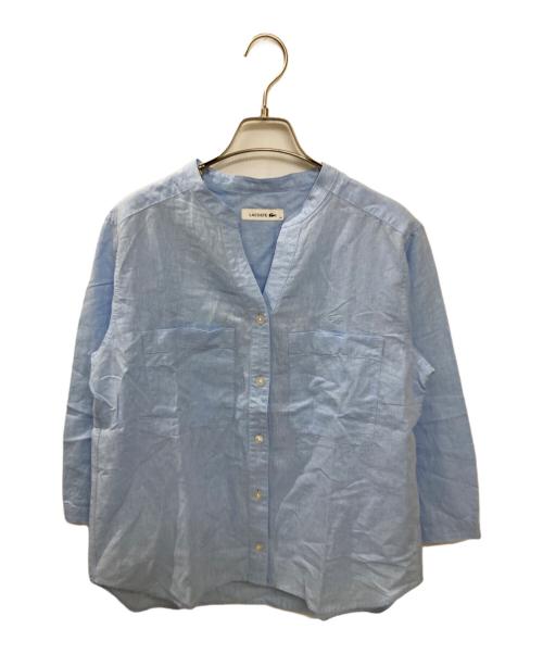 LACOSTE（ラコステ）LACOSTE (ラコステ) リネンコットンスキッパーネックシャツ スカイブルー サイズ:34の古着・服飾アイテム