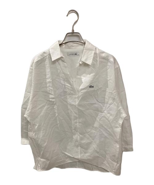 LACOSTE（ラコステ）LACOSTE (ラコステ) リネンコットン スキッパーネックシャツ ホワイト サイズ:36の古着・服飾アイテム