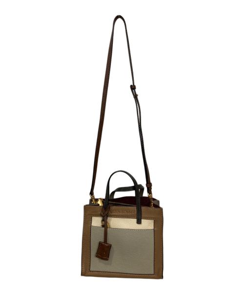 MARC JACOBS（マークジェイコブズ）MARC JACOBS (マークジェイコブス) 配色レザー2WAYバッグ ベージュの古着・服飾アイテム