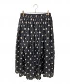 maison de soilメゾンドソイル）の古着「ドットプリント シルク ギャザースカート」｜ネイビー