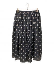 maison de soil（メゾンドソイル）の古着「ドットプリント シルク ギャザースカート」｜ネイビー