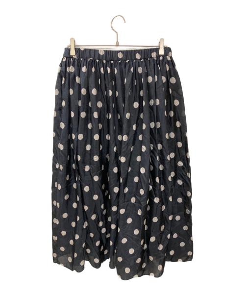 maison de soil（メゾンドソイル）maison de soil (メゾンドソイル) ドットプリント シルク ギャザースカート ネイビー サイズ:2の古着・服飾アイテム