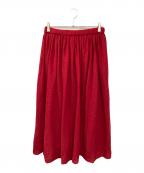 maison de soilメゾンドソイル）の古着「ボイルドウールプレーンギャザースカート」｜レッド