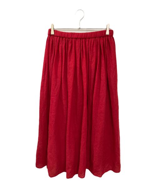 maison de soil（メゾンドソイル）maison de soil (メゾンドソイル) ボイルドウールプレーンギャザースカート レッド サイズ:2の古着・服飾アイテム