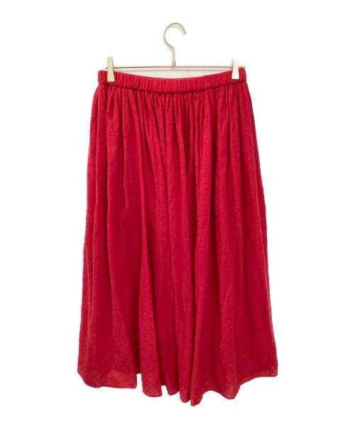 maison de soil（メゾンドソイル）maison de soil (メゾンドソイル) ボイルドウールプレーンギャザースカート レッド サイズ:2の古着・服飾アイテム