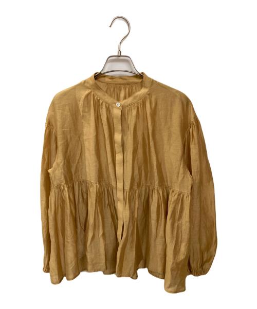 23区（ニジュウサンク）23区 (ニジュウサンク) ソフトオーガンジー ボリューム ブラウス イエロー サイズ:38の古着・服飾アイテム