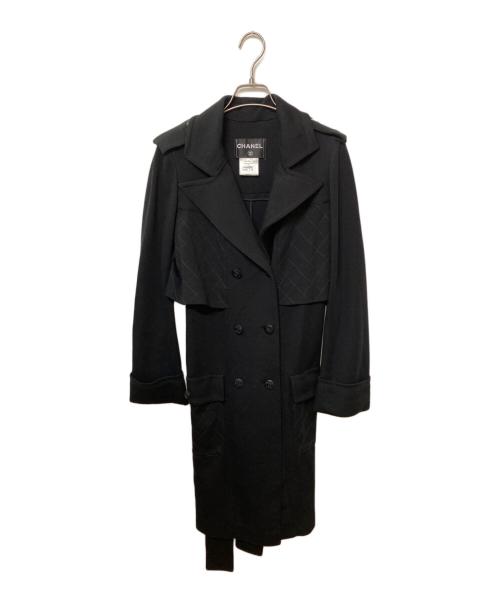 CHANEL（シャネル）CHANEL (シャネル) ココマークボタンウールジャージートレンチコート ネイビー サイズ:38の古着・服飾アイテム