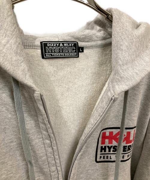 Hysteric Glamour（ヒステリックグラマー）Hysteric Glamour (ヒステリックグラマー) バックプリントジップパーカー グレー サイズ:Lの古着・服飾アイテム
