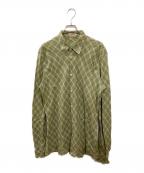 HERMESエルメス）の古着「リネンチェックシャツ」｜グリーン